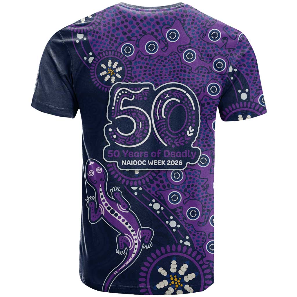 Melbourne Storm NAIDOC Week 2026 T Shirt Aboriginal Lizard Dot Painting - 50 Years of Deadly