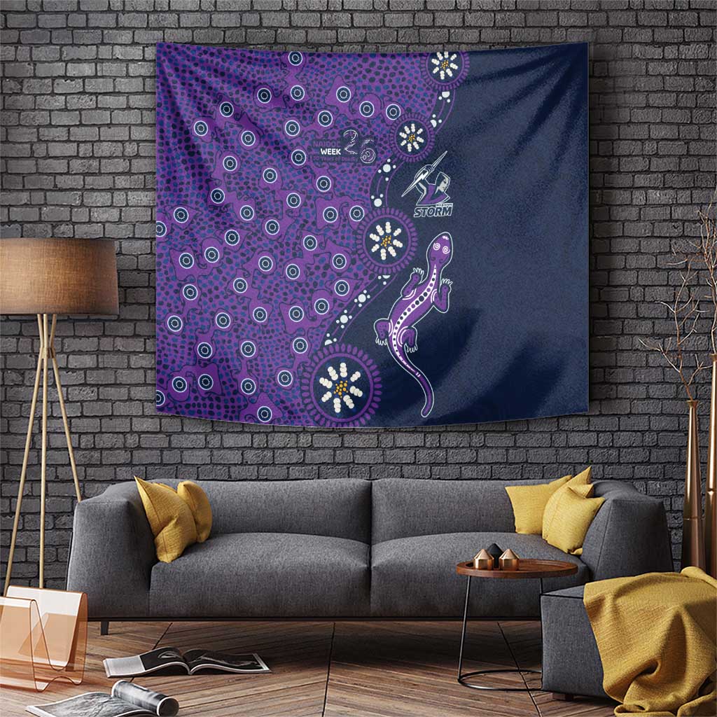 Melbourne Storm NAIDOC Week 2026 Tapestry Aboriginal Lizard Dot Painting - 50 Years of Deadly