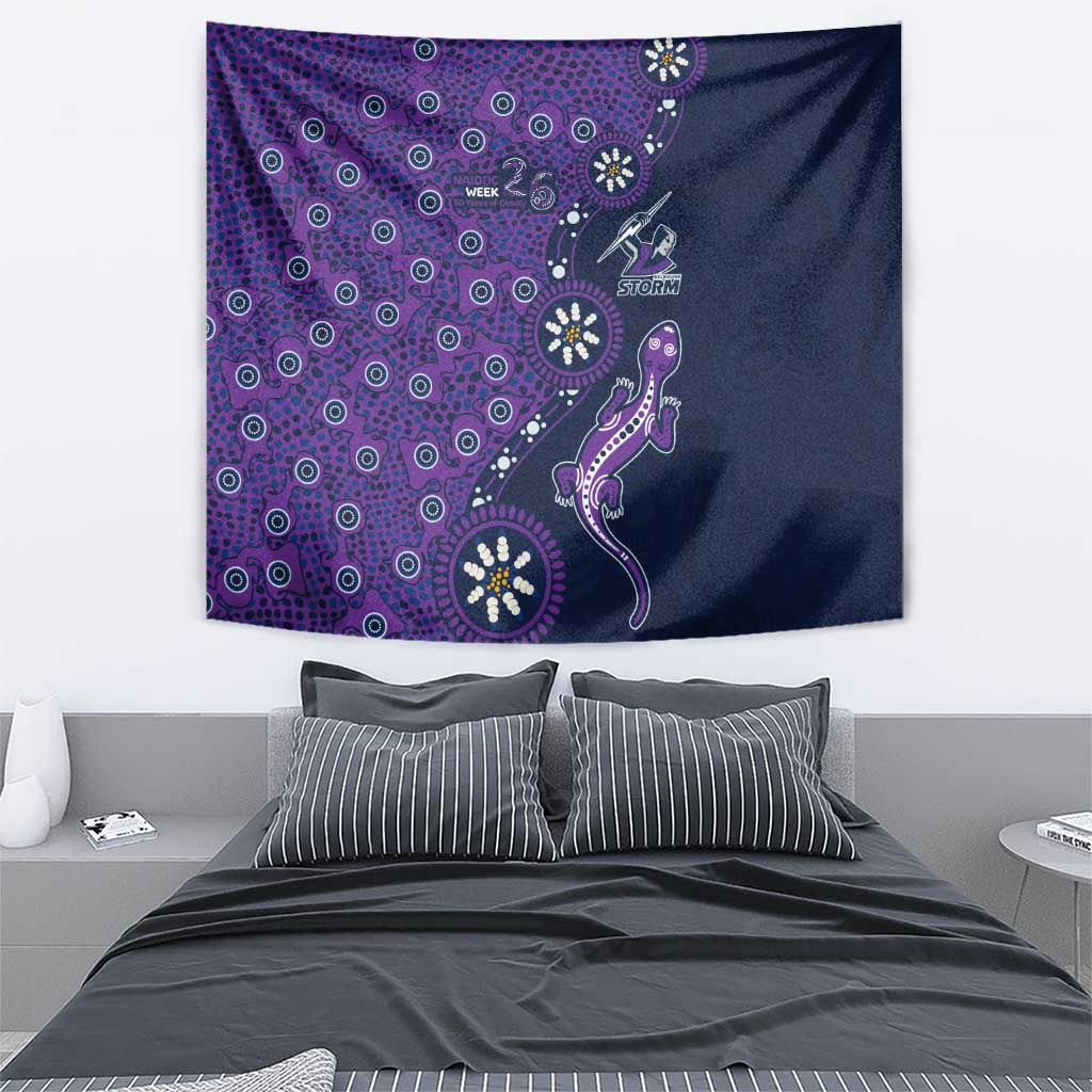 Melbourne Storm NAIDOC Week 2026 Tapestry Aboriginal Lizard Dot Painting - 50 Years of Deadly
