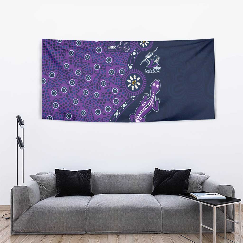 Melbourne Storm NAIDOC Week 2026 Tapestry Aboriginal Lizard Dot Painting - 50 Years of Deadly