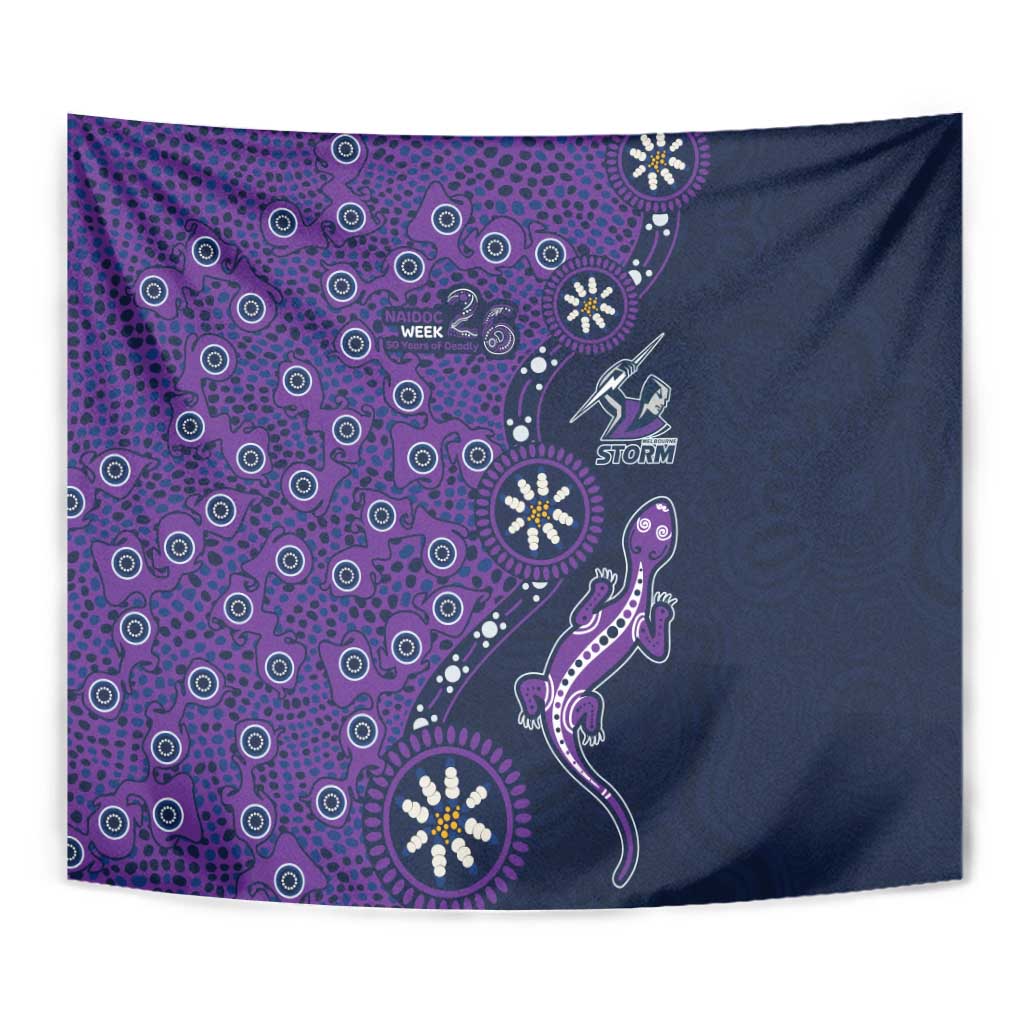 Melbourne Storm NAIDOC Week 2026 Tapestry Aboriginal Lizard Dot Painting - 50 Years of Deadly