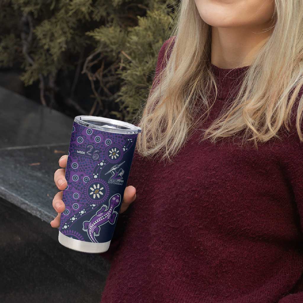 Melbourne Storm NAIDOC Week 2026 Tumbler Cup Aboriginal Lizard Dot Painting - 50 Years of Deadly