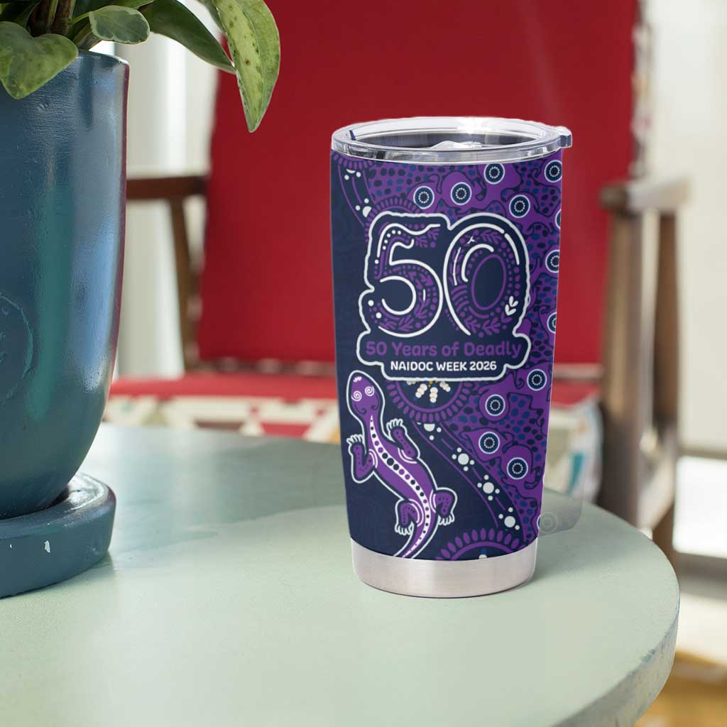 Melbourne Storm NAIDOC Week 2026 Tumbler Cup Aboriginal Lizard Dot Painting - 50 Years of Deadly