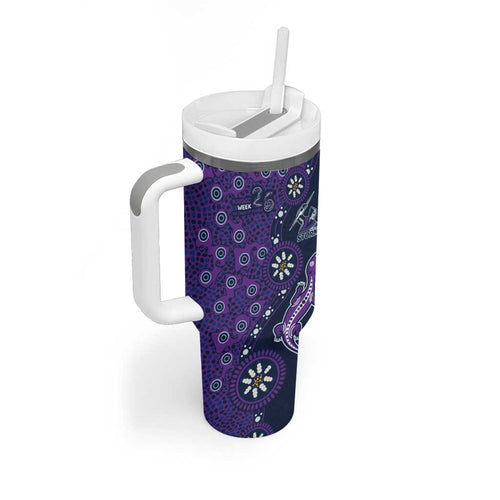 Melbourne Storm NAIDOC Week 2026 Tumbler With Handle Aboriginal Lizard Dot Painting - 50 Years of Deadly