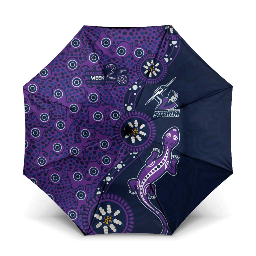 Melbourne Storm NAIDOC Week 2026 Umbrella Aboriginal Lizard Dot Painting - 50 Years of Deadly