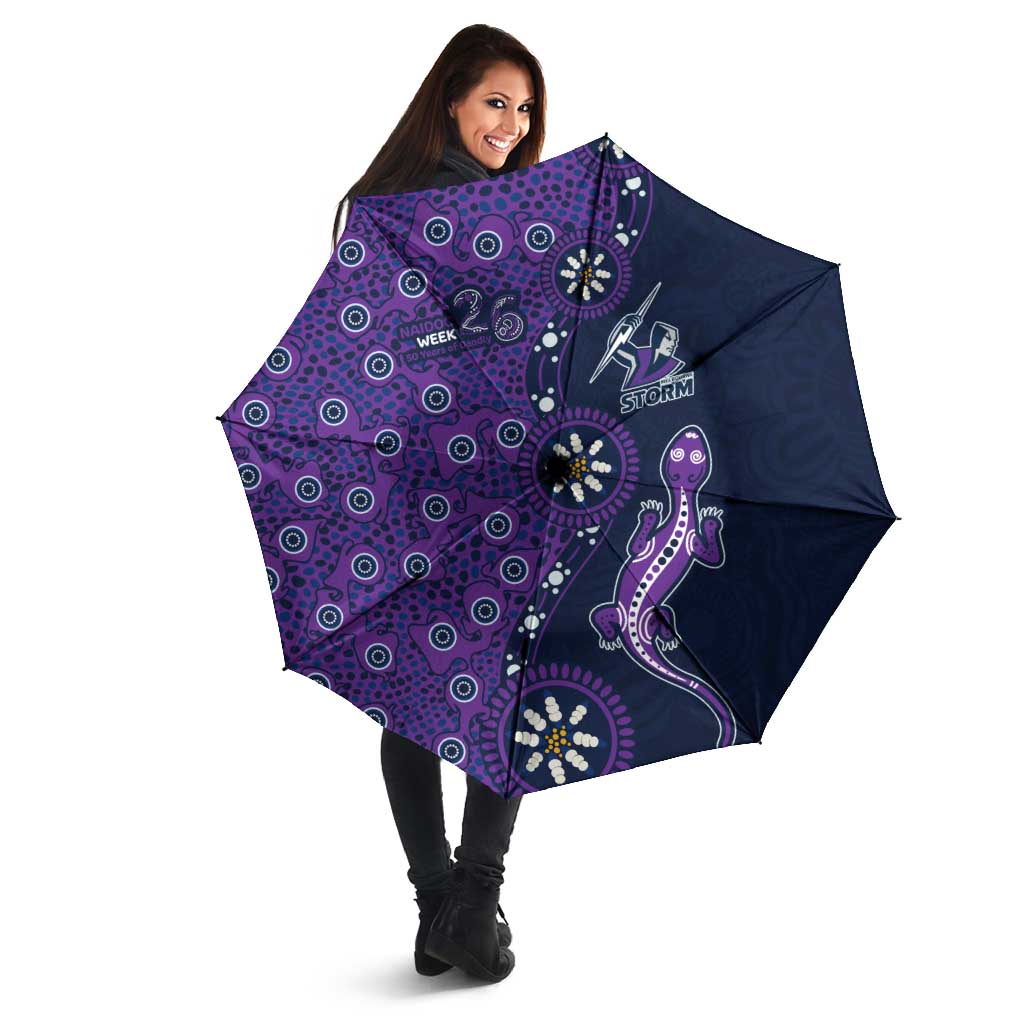 Melbourne Storm NAIDOC Week 2026 Umbrella Aboriginal Lizard Dot Painting - 50 Years of Deadly