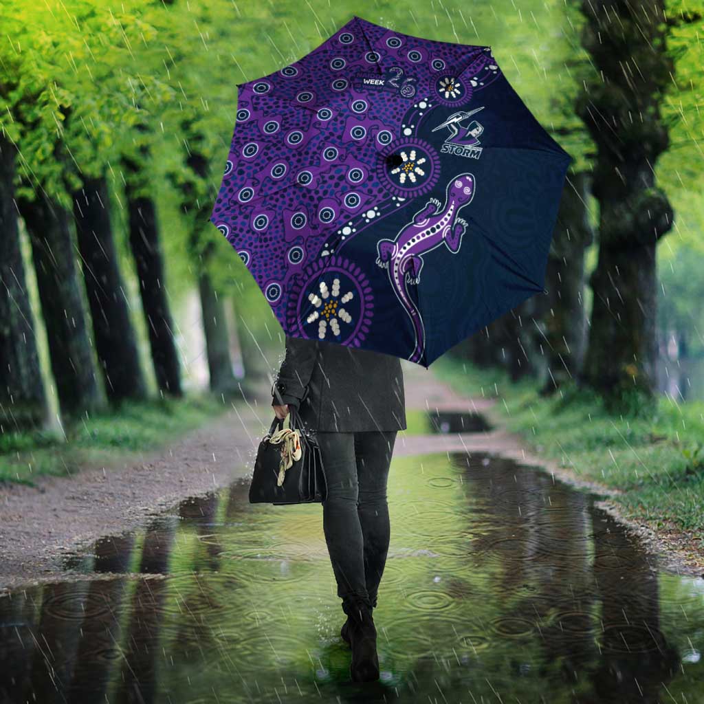 Melbourne Storm NAIDOC Week 2026 Umbrella Aboriginal Lizard Dot Painting - 50 Years of Deadly