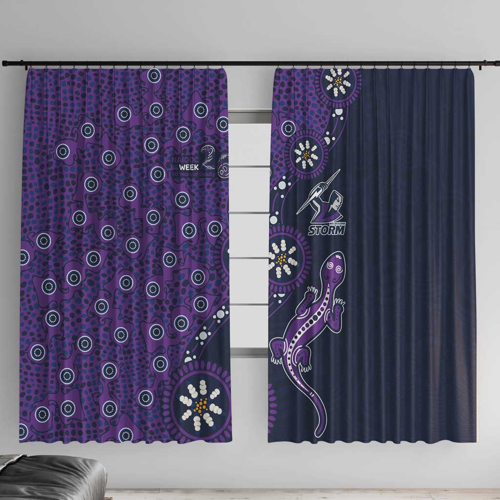 Melbourne Storm NAIDOC Week 2026 Window Curtain Aboriginal Lizard Dot Painting - 50 Years of Deadly