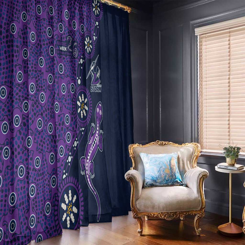 Melbourne Storm NAIDOC Week 2026 Window Curtain Aboriginal Lizard Dot Painting - 50 Years of Deadly