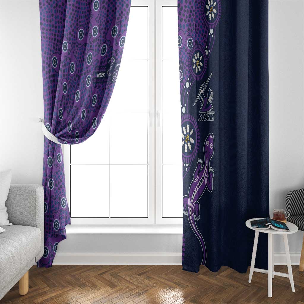 Melbourne Storm NAIDOC Week 2026 Window Curtain Aboriginal Lizard Dot Painting - 50 Years of Deadly