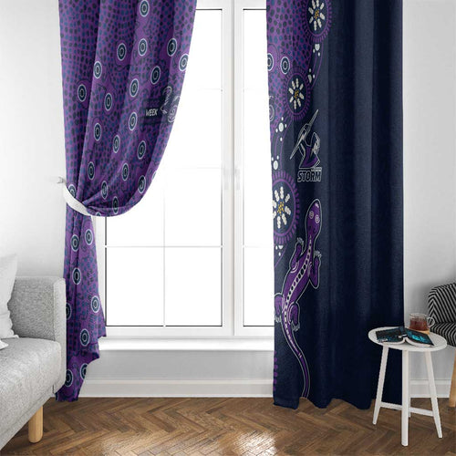 Melbourne Storm NAIDOC Week 2026 Window Curtain Aboriginal Lizard Dot Painting - 50 Years of Deadly