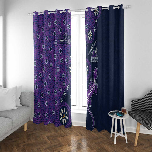 Melbourne Storm NAIDOC Week 2026 Window Curtain Aboriginal Lizard Dot Painting - 50 Years of Deadly