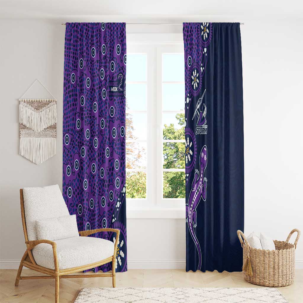 Melbourne Storm NAIDOC Week 2026 Window Curtain Aboriginal Lizard Dot Painting - 50 Years of Deadly