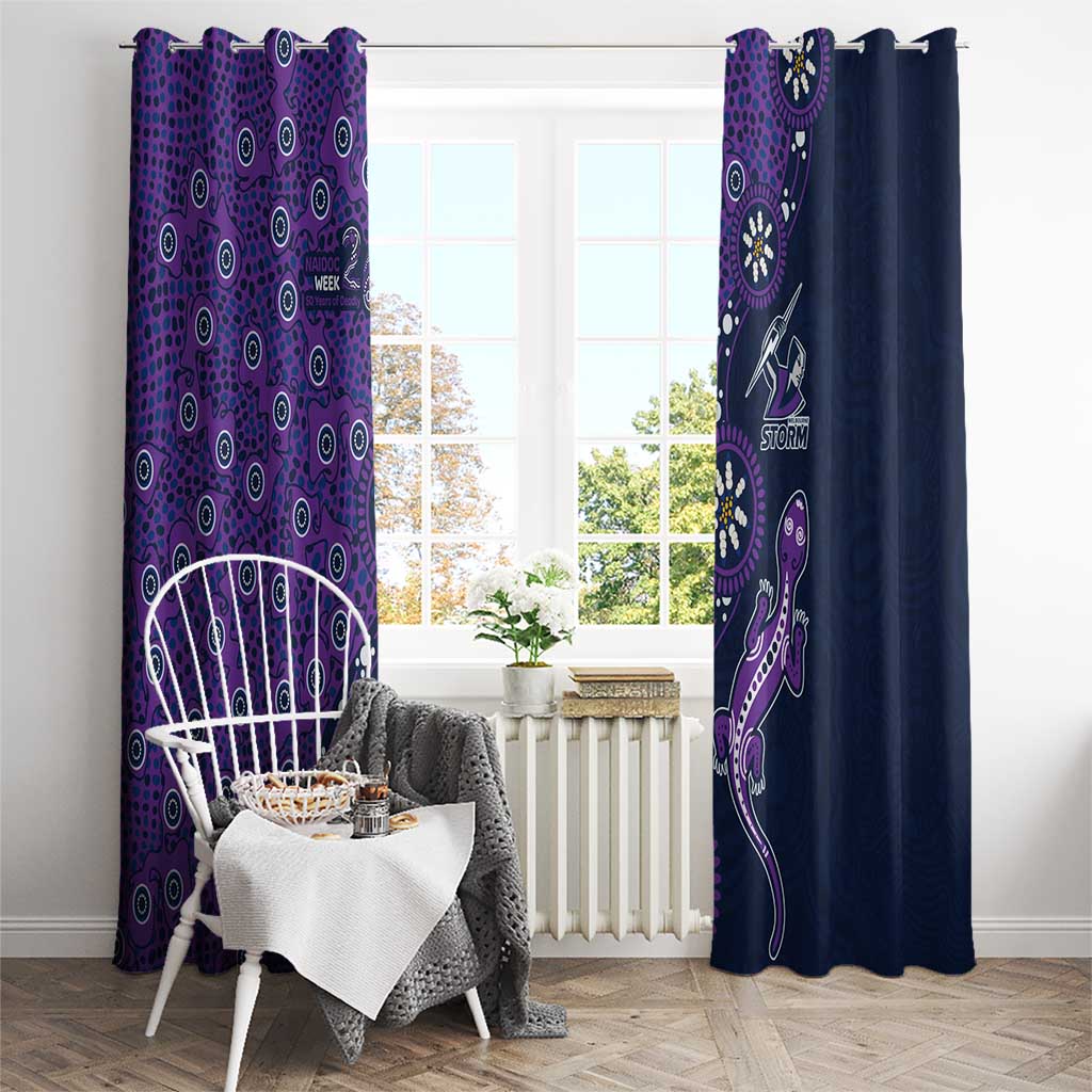 Melbourne Storm NAIDOC Week 2026 Window Curtain Aboriginal Lizard Dot Painting - 50 Years of Deadly
