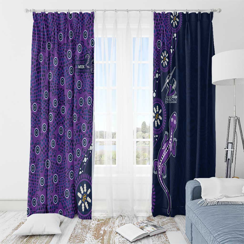 Melbourne Storm NAIDOC Week 2026 Window Curtain Aboriginal Lizard Dot Painting - 50 Years of Deadly