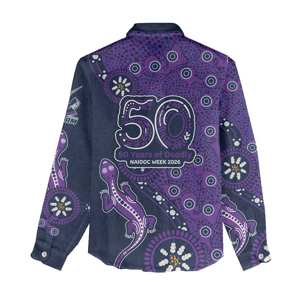 Melbourne Storm NAIDOC Week 2026 Women Casual Shirt Aboriginal Lizard Dot Painting - 50 Years of Deadly