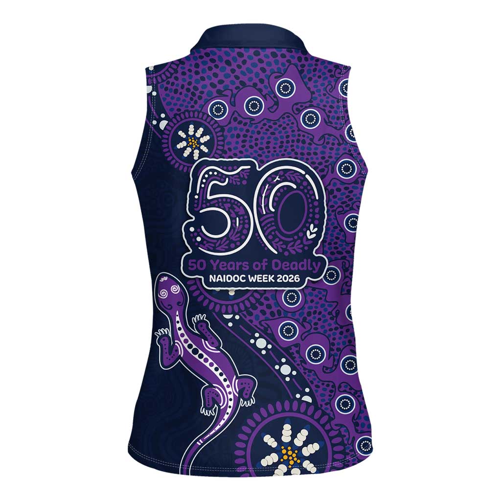 Melbourne Storm NAIDOC Week 2026 Women Sleeveless Polo Shirt Aboriginal Lizard Dot Painting - 50 Years of Deadly
