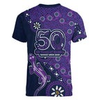 Melbourne Storm NAIDOC Week 2026 Women V-Neck T-Shirt Aboriginal Lizard Dot Painting - 50 Years of Deadly