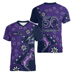Melbourne Storm NAIDOC Week 2026 Women V-Neck T-Shirt Aboriginal Lizard Dot Painting - 50 Years of Deadly
