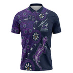 Melbourne Storm NAIDOC Week 2026 Zipper Polo Shirt Aboriginal Lizard Dot Painting - 50 Years of Deadly
