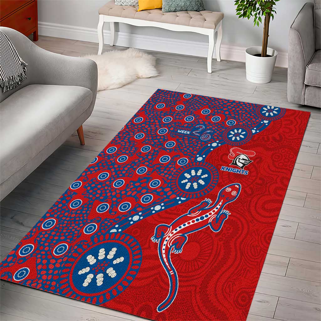 Newcastle Knights NAIDOC Week 2026 Area Rug Aboriginal Lizard Dot Painting - 50 Years of Deadly
