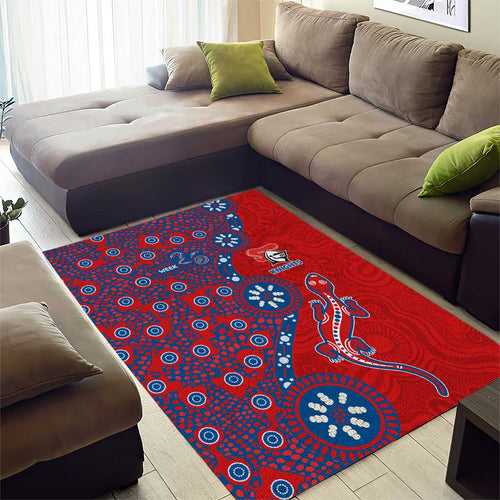 Newcastle Knights NAIDOC Week 2026 Area Rug Aboriginal Lizard Dot Painting - 50 Years of Deadly