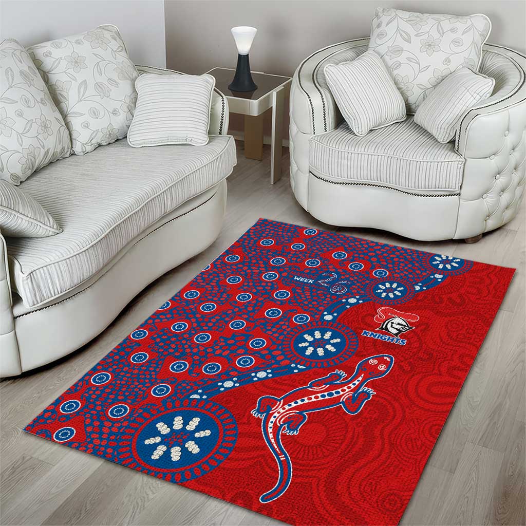 Newcastle Knights NAIDOC Week 2026 Area Rug Aboriginal Lizard Dot Painting - 50 Years of Deadly