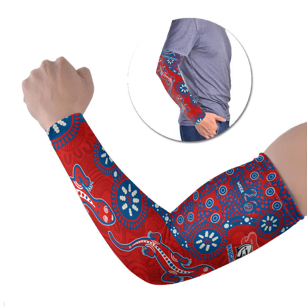 Newcastle Knights NAIDOC Week 2026 Arm Sleeves Aboriginal Lizard Dot Painting - 50 Years of Deadly
