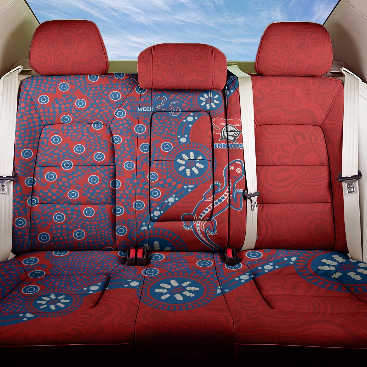 Newcastle Knights NAIDOC Week 2026 Back Car Seat Cover Aboriginal Lizard Dot Painting - 50 Years of Deadly