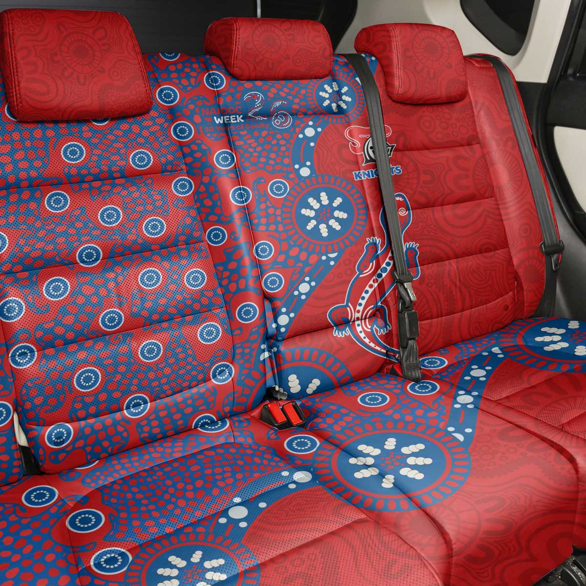 Newcastle Knights NAIDOC Week 2026 Back Car Seat Cover Aboriginal Lizard Dot Painting - 50 Years of Deadly