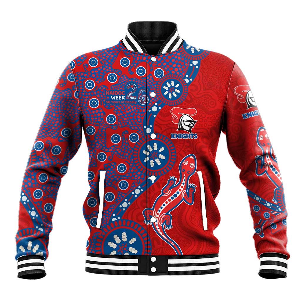 Newcastle Knights NAIDOC Week 2026 Baseball Jacket Aboriginal Lizard Dot Painting - 50 Years of Deadly