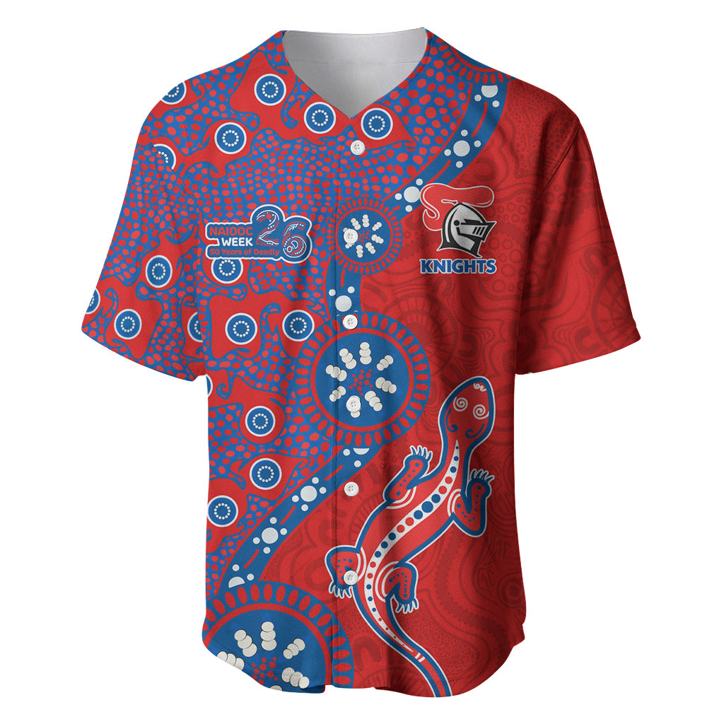 Newcastle Knights NAIDOC Week 2026 Baseball Jersey Aboriginal Lizard Dot Painting - 50 Years of Deadly