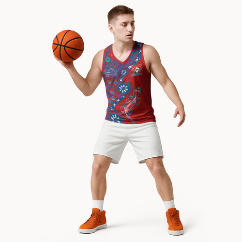 Newcastle Knights NAIDOC Week 2026 Basketball Jersey Aboriginal Lizard Dot Painting - 50 Years of Deadly