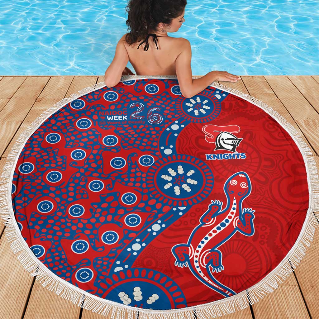Newcastle Knights NAIDOC Week 2026 Beach Blanket Aboriginal Lizard Dot Painting - 50 Years of Deadly