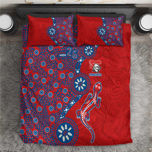 Newcastle Knights NAIDOC Week 2026 Bedding Set Aboriginal Lizard Dot Painting - 50 Years of Deadly