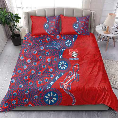 Newcastle Knights NAIDOC Week 2026 Bedding Set Aboriginal Lizard Dot Painting - 50 Years of Deadly