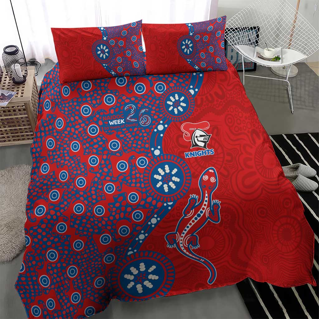 Newcastle Knights NAIDOC Week 2026 Bedding Set Aboriginal Lizard Dot Painting - 50 Years of Deadly