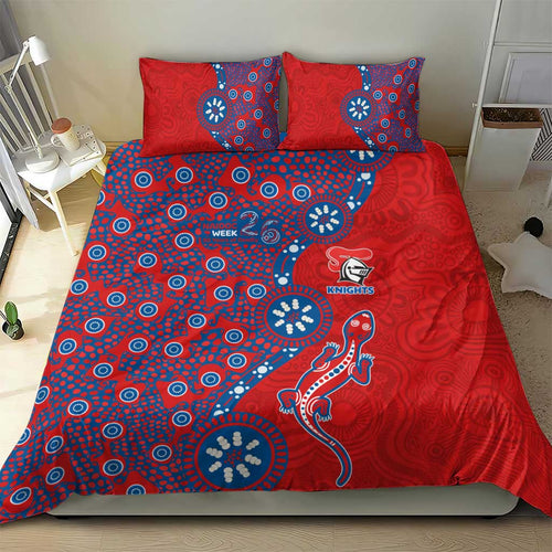 Newcastle Knights NAIDOC Week 2026 Bedding Set Aboriginal Lizard Dot Painting - 50 Years of Deadly
