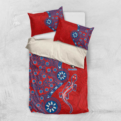 Newcastle Knights NAIDOC Week 2026 Bedding Set Aboriginal Lizard Dot Painting - 50 Years of Deadly
