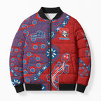Newcastle Knights NAIDOC Week 2026 Bomber Puffer Jacket Aboriginal Lizard Dot Painting - 50 Years of Deadly