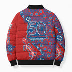 Newcastle Knights NAIDOC Week 2026 Bomber Puffer Jacket Aboriginal Lizard Dot Painting - 50 Years of Deadly