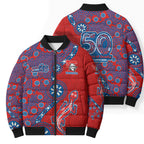 Newcastle Knights NAIDOC Week 2026 Bomber Puffer Jacket Aboriginal Lizard Dot Painting - 50 Years of Deadly