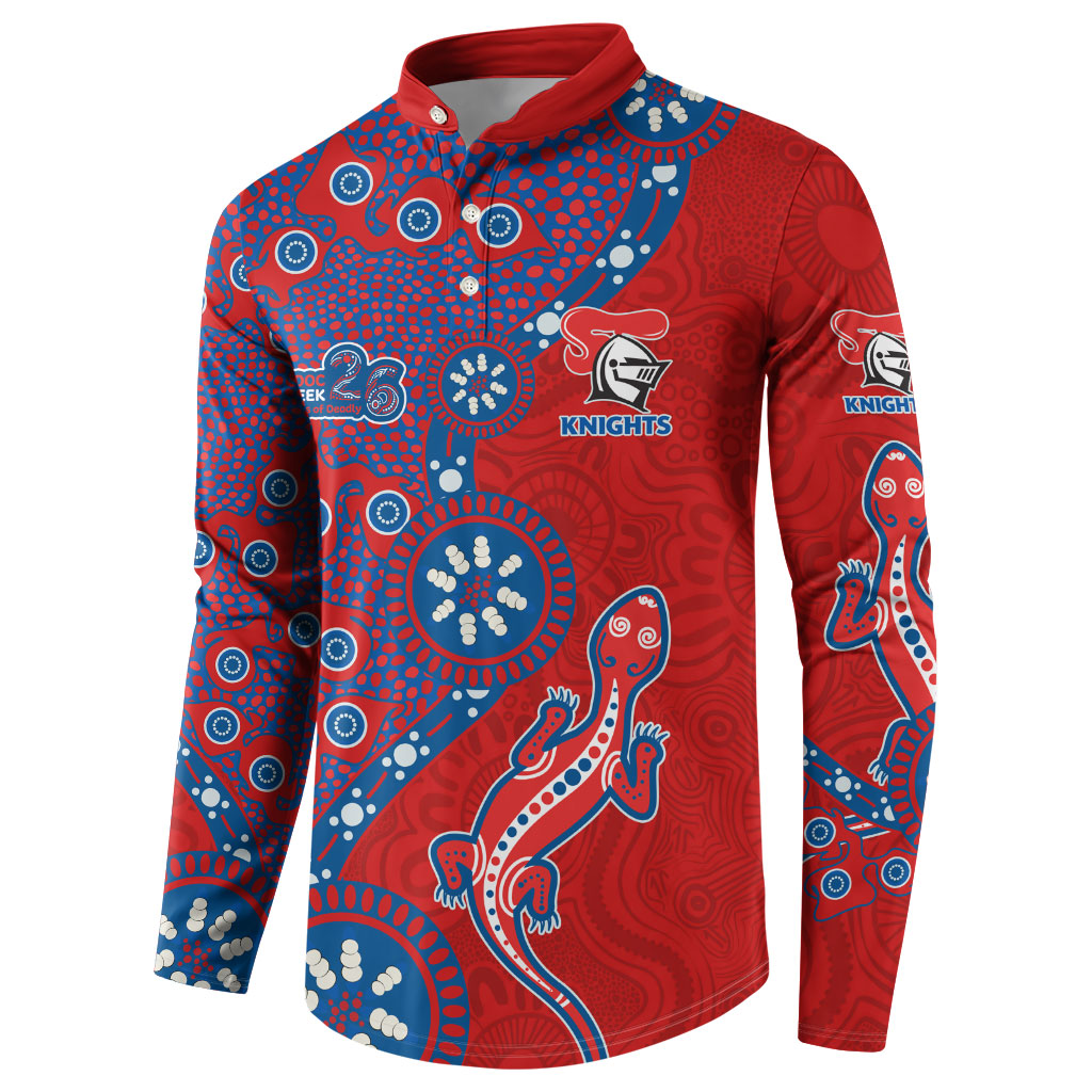 Newcastle Knights NAIDOC Week 2026 Button Sweatshirt Aboriginal Lizard Dot Painting - 50 Years of Deadly