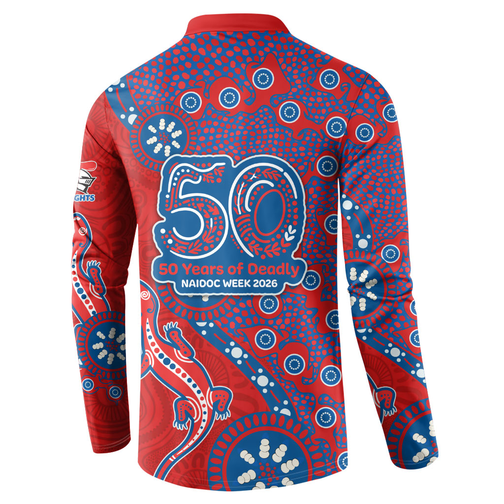 Newcastle Knights NAIDOC Week 2026 Button Sweatshirt Aboriginal Lizard Dot Painting - 50 Years of Deadly