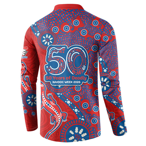 Newcastle Knights NAIDOC Week 2026 Button Sweatshirt Aboriginal Lizard Dot Painting - 50 Years of Deadly