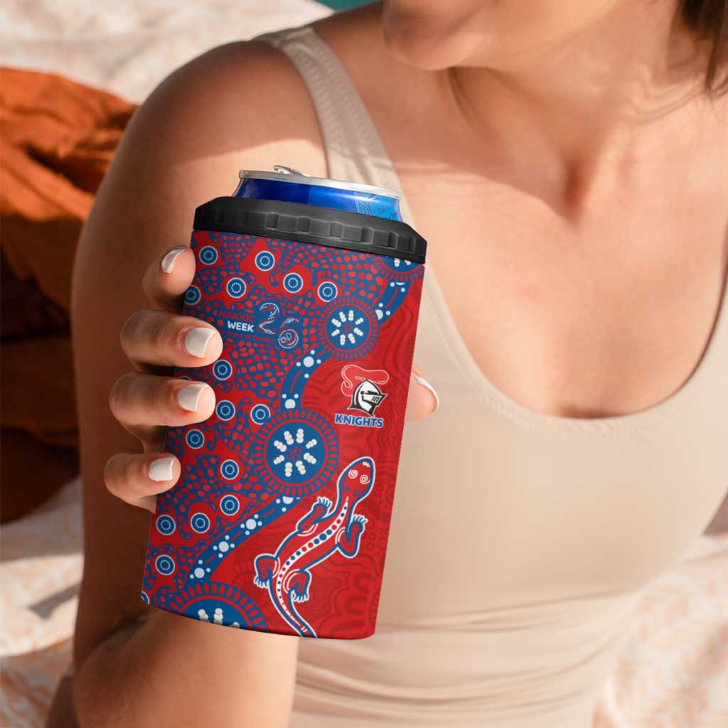 Newcastle Knights NAIDOC Week 2026 4 in 1 Can Cooler Tumbler Aboriginal Lizard Dot Painting - 50 Years of Deadly
