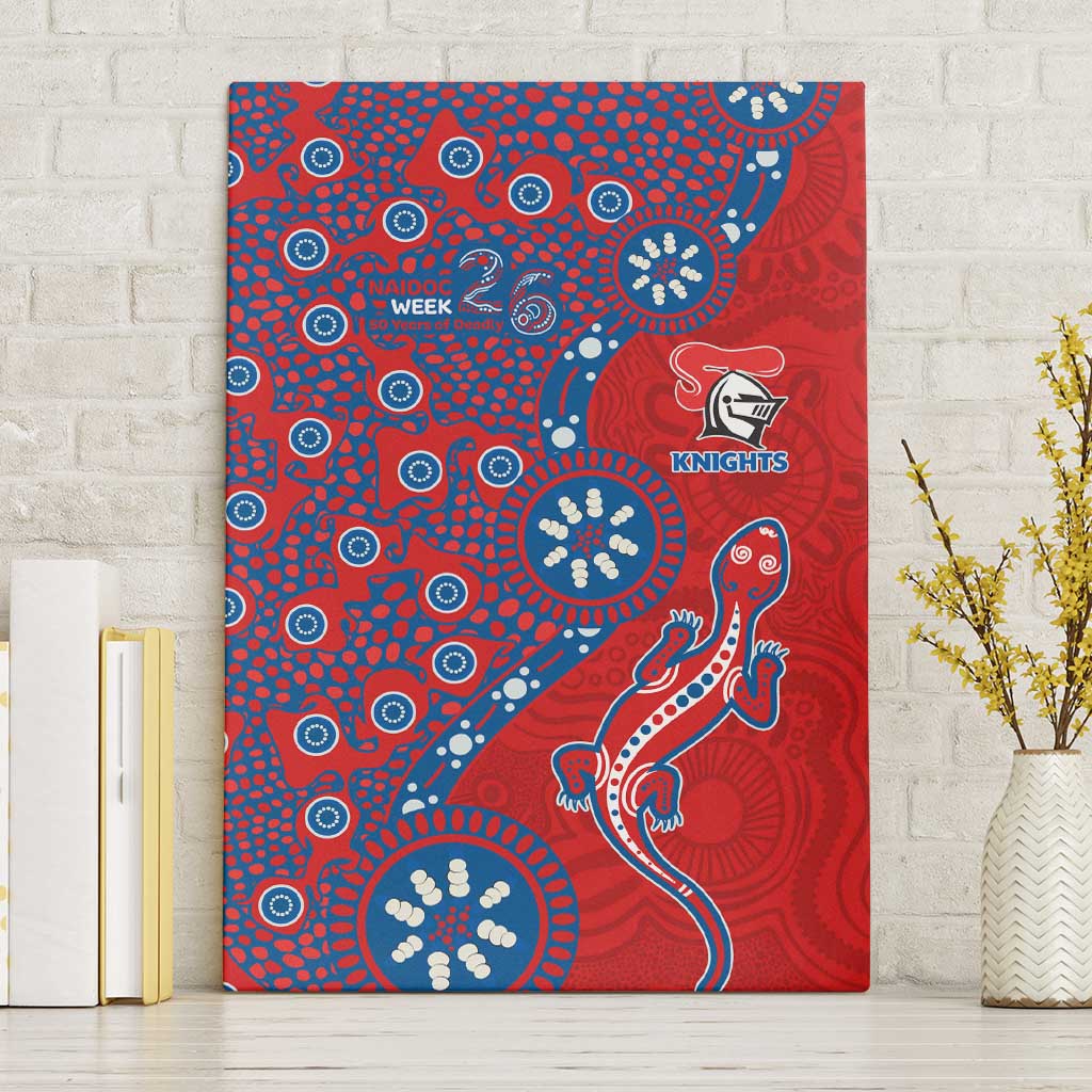 Newcastle Knights NAIDOC Week 2026 Canvas Wall Art Aboriginal Lizard Dot Painting - 50 Years of Deadly