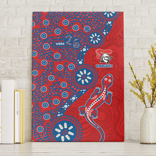 Newcastle Knights NAIDOC Week 2026 Canvas Wall Art Aboriginal Lizard Dot Painting - 50 Years of Deadly