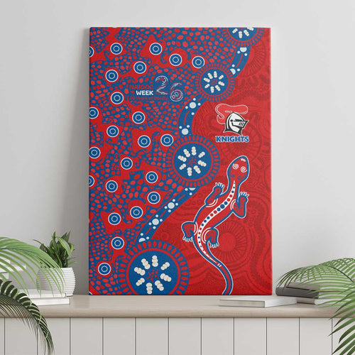 Newcastle Knights NAIDOC Week 2026 Canvas Wall Art Aboriginal Lizard Dot Painting - 50 Years of Deadly