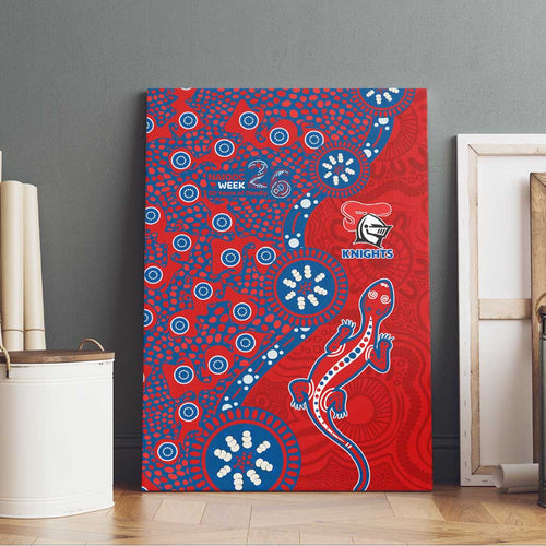 Newcastle Knights NAIDOC Week 2026 Canvas Wall Art Aboriginal Lizard Dot Painting - 50 Years of Deadly